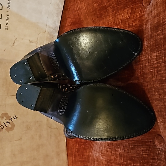 BED STU Irma Graphito Rustic Boots High Heel Leather Cutouts Black Size 9.5 NWT - Picture 5 of 16